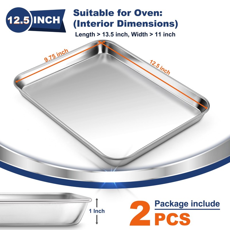 P&P CHEF 12.5 Inch Baking Cookie Sheet, Oven Pan Tray