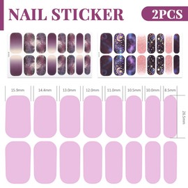 DEFGNOP 32 Stk Nagelsticker UV Gel Nagelfolien, Nailsticker Selbstklebend Nail Sticker Nagellackstreifen Gel-Nagelaufkleber, Art Stickers DIY für Damen Mädchen Dekoration Nageldesign (Lila)