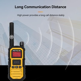 Retevis RB648P Long Distance Walkie Talkie, Waterproof 2 Way Radio IP67, Call Vibration, Dual PTT, 2000mAh Type C, Industrial Two Way Radio with Ruggedness for Farm Jobsites (1 Pack, Yellow)