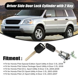 XQSMWF Door Lock Cylinder with Keys Left Driver Side 72185-S9V-A21 72185S9VA21 Compatible with Honda Pilot 3.5L 2003 2004 2005 2006 2007 2008