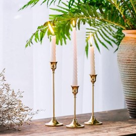 Timotech Portavelas Decorativo de Metal, Set de 3 Candelabros para Velas, Candelabros para Boda y Comedor, Candelabros para Velas Tipo Cirio de 5.9, 7.3 y 9.3 Pulgadas