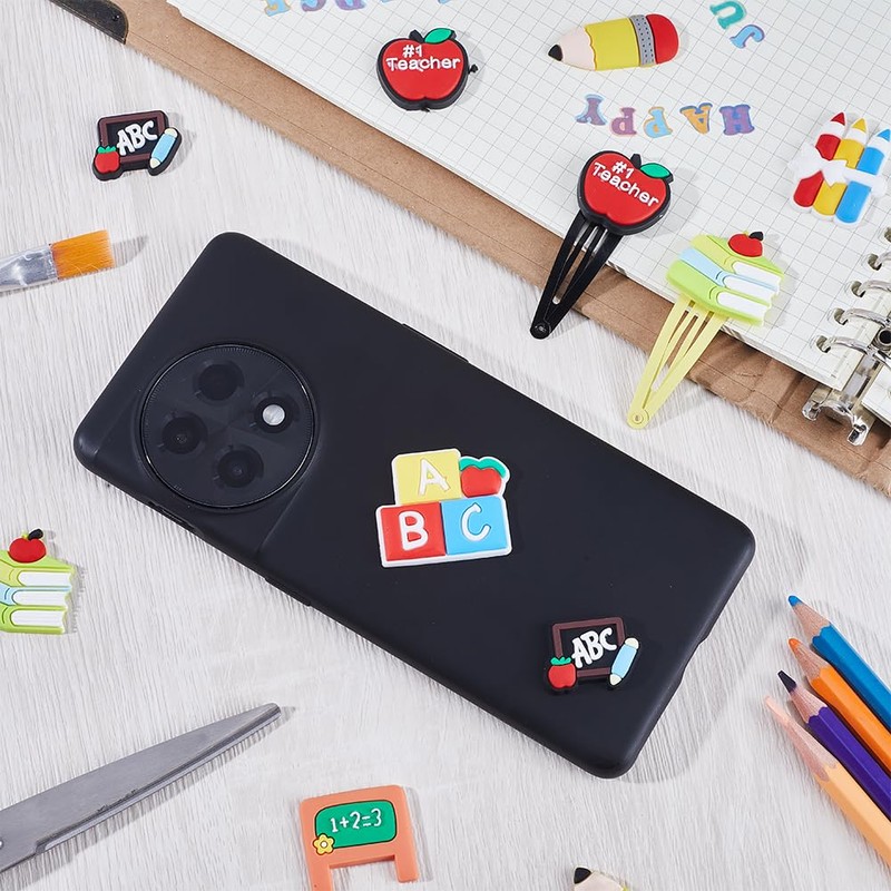 SUNNYCLUE 60Pcs Teacher Shoe Charms Bulk Flat Back PVC Shoe