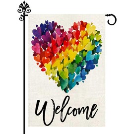Peace and Love Pride Rainbow Garden Yard Flag 12 x 18 Inch Double Sided Outdoor Decorative Welcome Flag Banner Home House Lawn Yard Flag Decoration -A