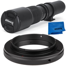 Ultimaxx 500mm f/8 Multi-Coated Preset Telephoto Lens Kit Includes T-Mount Adapter for Nikon F Mount & Microfiber Cleaning Cloth - Compatible with SLR/DSLR Cameras