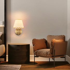 ADISUN Battery Operated Wall Sconce Set of 2, Gold Wall Lamps Rechargeable Bulbs for Living Room, Rattan Shade Wireless Wall Lights for Bedroom Living Room Hallway Kitchen(2 Bulbs Included)