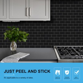 10 Sheets Subway Tile Peel and Stick Backsplash, Thick Kitchen Backsplash Peel and Stick Wall Tiles, Ceramic Look Stick on Tile for Kitchen and Bathroom