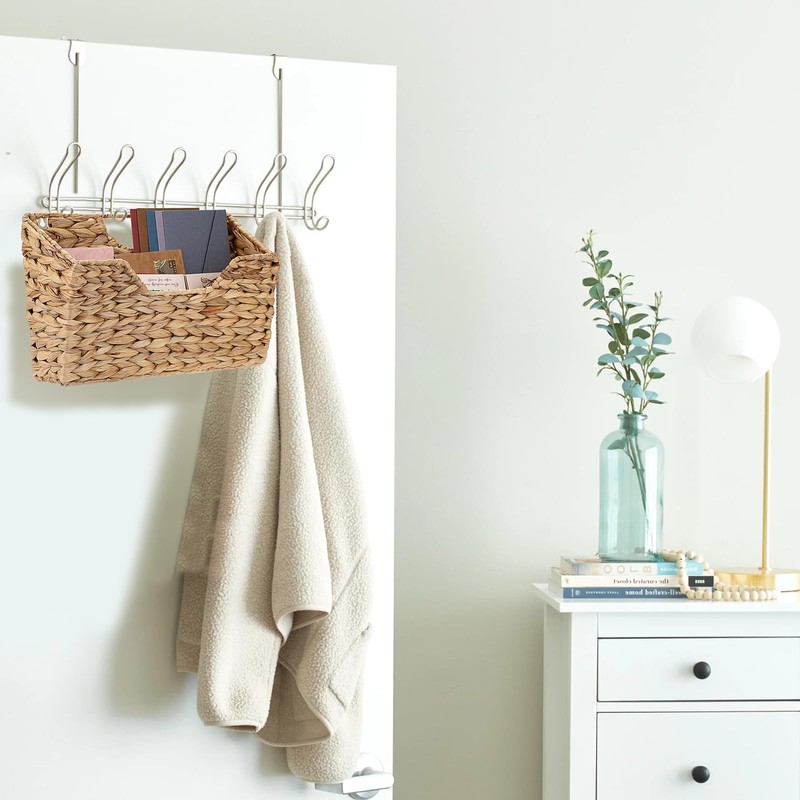BTSKY Woven Hanging Magazine Holder, Water Hyacinth Magazine Basket, Wall