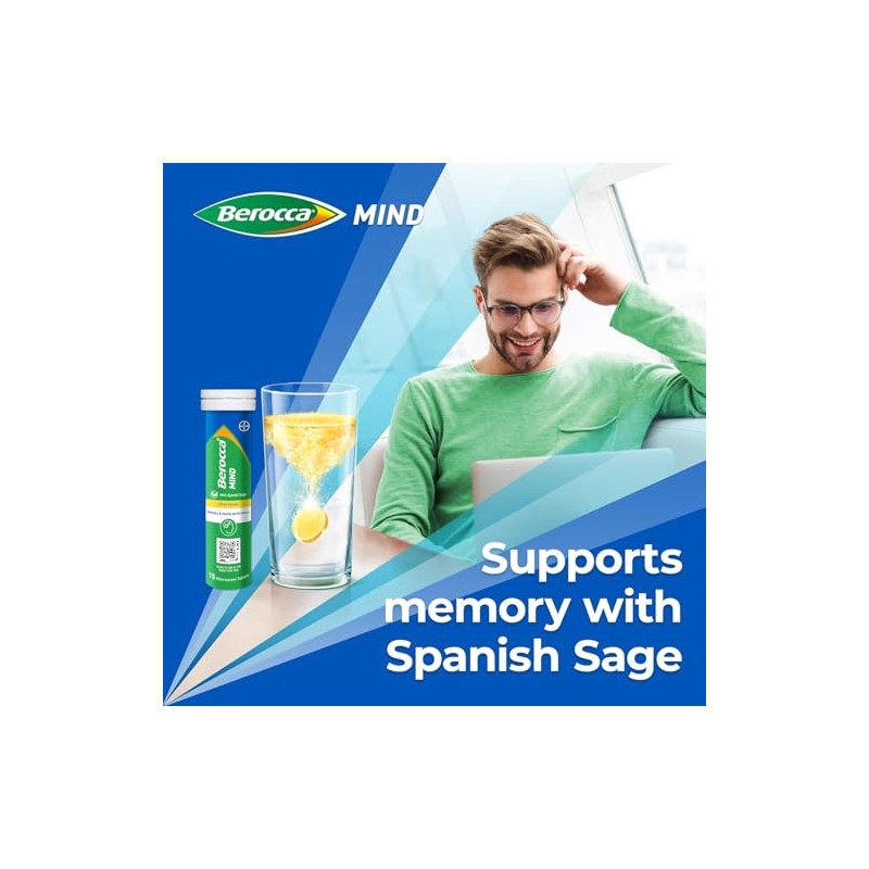 Berocca Mind Effervescent Tablets, Citrus, 15 Tablets x 1 Pack
