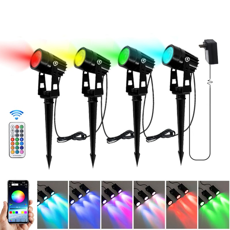 4 in 1 Garden Spotlight RGB Colorful Remote APP Control