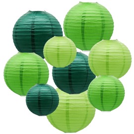 Green Paper Lanterns Party Decorations, Round Hanging Lantern for St. Patrick's Day, Graduation, Wedding, Tropical Jungle Theme Birthday Party Football Theme Baby Shower Decorations