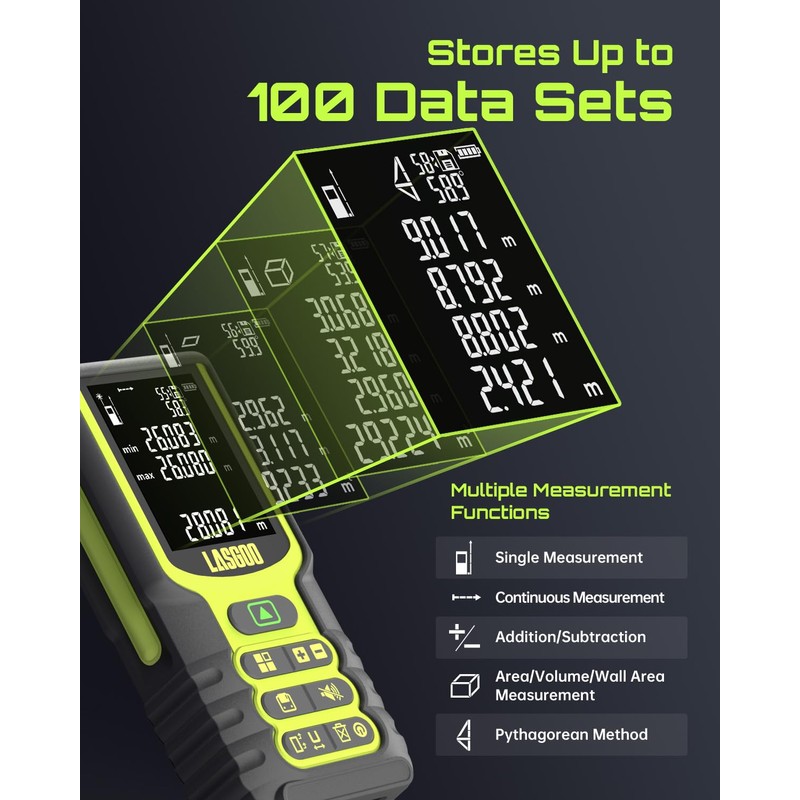 Laser Measure, LASGOO 100m/328ft Laser Measurement Tool, Laser Distance Meter
