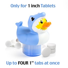 Doli Yearning 1 inch Mini Pool Chlorine Floater Fits 1" Tablets Mini Floating Pool Dispenser for Pools, Hot Tub Shark Duck