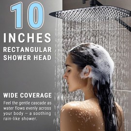G-Promise All Metal 10 Inch Shower Head with Massage Mode Handheld, Rain Shower Head with Handheld Spray Combo, 3-Way Diverter with Pause Setting, 11 Inch Adjustable Extension Arm (Matte Black)
