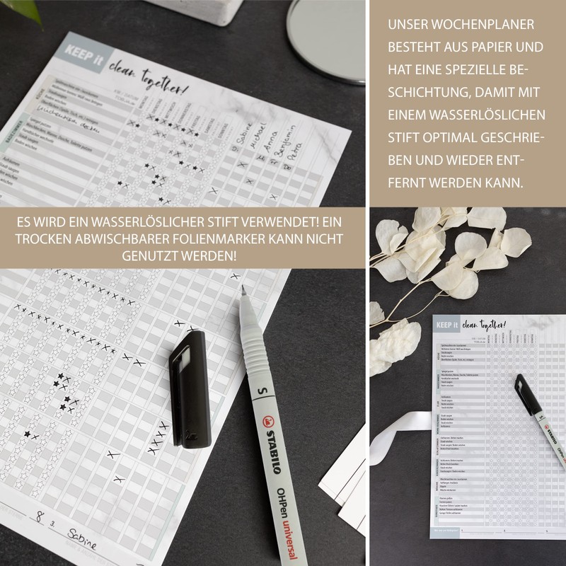 Task Planner Cleaning Plan Wipeable with Pen - Household Planner