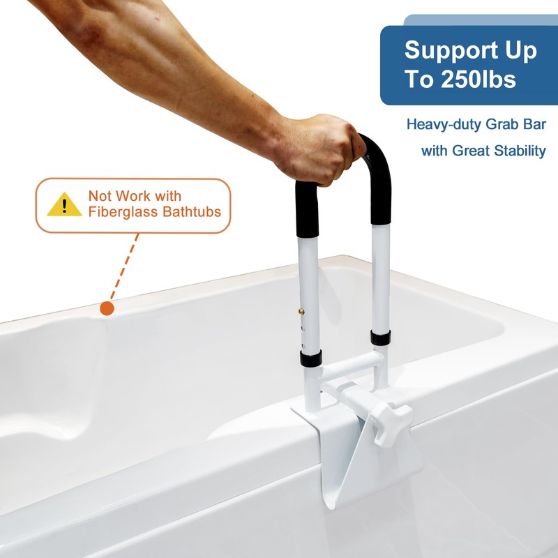 HEPO Adjustable Bathtub Grab Bars for Seniors, Bath Safety Grab
