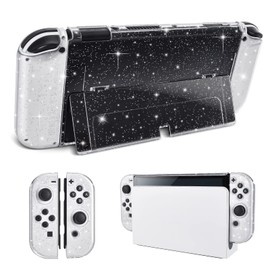 DLseego DLseego Protective Glitter Case Compatible with Switch OLED Console - Updated Version, Bling Soft TPU Cover with Shock-Absorption and Anti-Scratch Design - Crystal