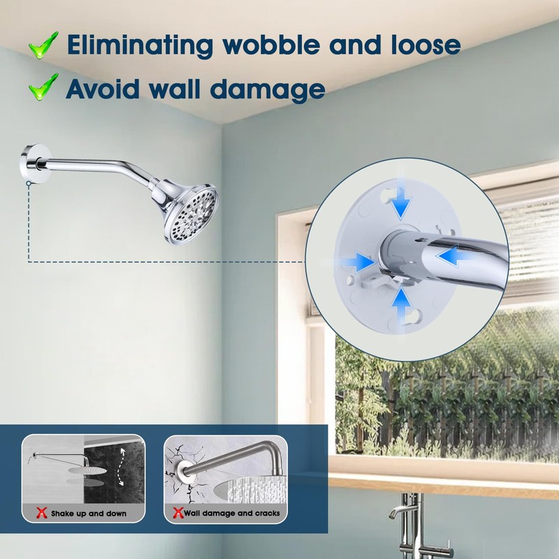 RAINREVIVE 10 Inch Shower Arm with Flange and Stabilizer Bracket,