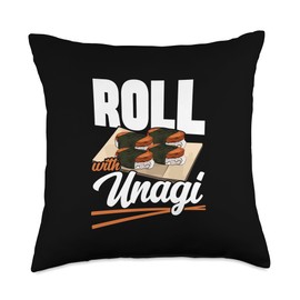 Roll With Unagi Japanese Eel Seafood Kabayaki Foodie Throw Pillow