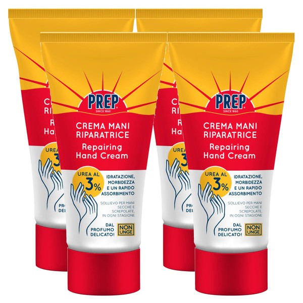 Prep Repair Hand Cream for Dry and Cracked Skin with Urea Protects Against Cold Moisturizing Action – 4 Bottles of 75 ml