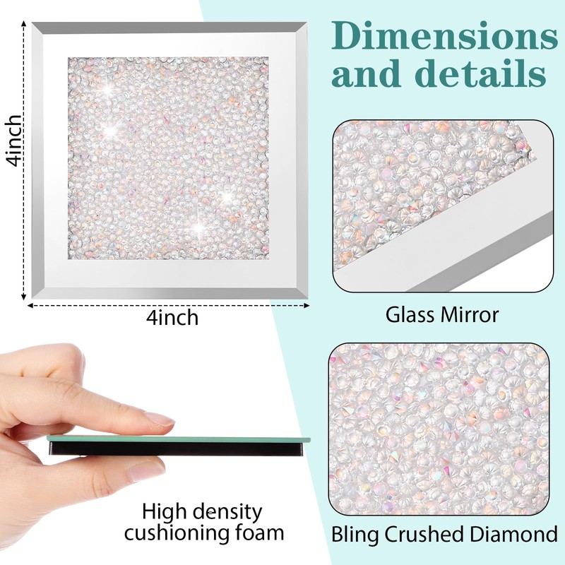 Jetec Crushed Diamond Home Decoration Glass Coaster Set of 6