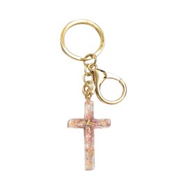 Angyape Cute Christian Cross Keychain for Women Purse Bag Charms Car Key Rings Accessories Flower Design Jesus Faith Gifts