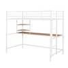 Metal Loft Bed Twin Size with Desk and Storage Shelve,