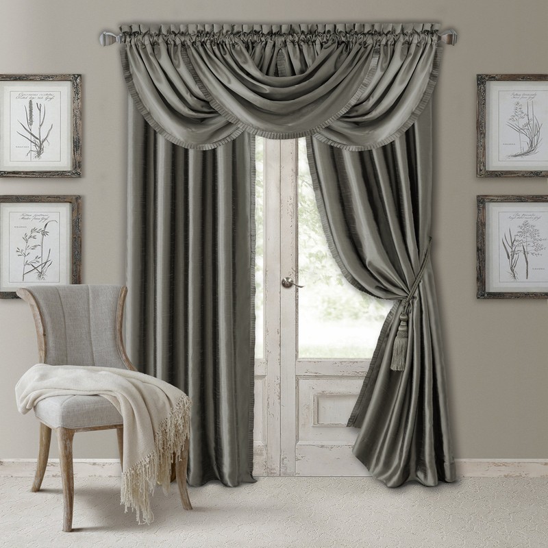 Elrene Home Fashions Versailles Room-Darkening Faux-Silk Waterfall Window Valance, Accessory