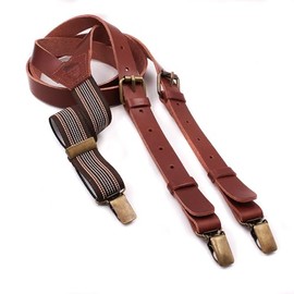 Braune leder hosentr√§ger herren | Handgefertigt in Spanien | Hosentr√§ger f√ºr Herren mit 3 extra starken Clips. (Braun)