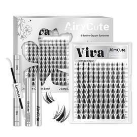 Viva | AiryCute MangaMagic Collection Upgrade U Lashes with Ultra-Dense, Waterproof, Long-Lasting Lashes | Fairy | Fashion Wet Look | Beginner-Friendly DIY Lashes for a Flawless, Voluminous Look | Trendy & Must-Have Clusters:_Viva Kit [Fashion Manga Style]