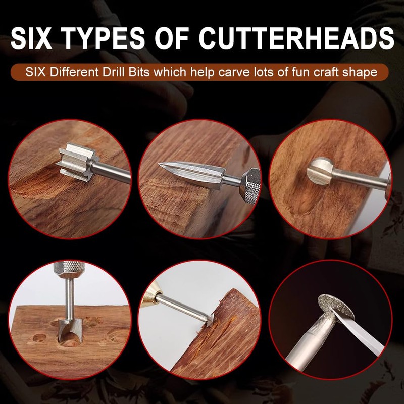 BAIQI Wood Carving Tools Set 6 Different Drill Bits for