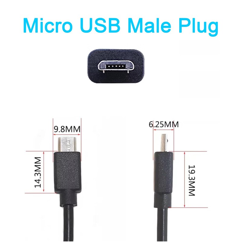 EAHOSUCC Single 22AWG Short Micro USB Pigtail 2 Wire Power