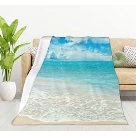 HGOD DESIGNS Beaches Sunny Day Blanket Ocean Throw Soft Warm Lightweight Blanket for Women Birthday Christmas, Home Living Room Decor 130x150cm
