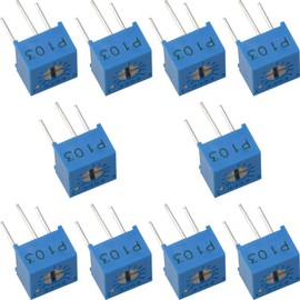 JJHXSM 10PCS Single Turn Potentiometer Plug in Trimmer Variable Resistor 3362P-103 10K Ohm for Adjusting Voltage Current Radio Alarm Air Conditioner Communication Products