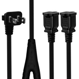 Strhowill 90 Degree Angled Nema 1-15P to Dual Nema 1-15R Splitter Cable Polarized,US AC 2-Prong Male and Female Power Cable SPT2 18AWG 10A/125V (Elbow 5Ft/1.6M)