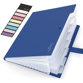 Sooez Accordion File Organizer, Letter Size Expanding File Folder with Labels, 8 Pocket Folders for Document, Portable Paper Bill Receipt Organizer for Home School Office Supplies, A4 Size, Navy Blue