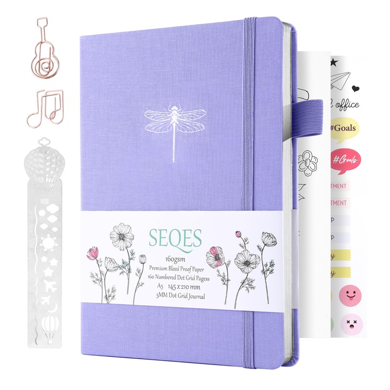 SeQeS A5 Bullet Dotted Journal Notebook | 160gsm Thick Bleedproof