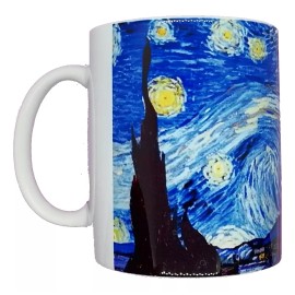 Taza De La Pintura Noche Estrellada Van Gogh Color Azul Taza Arte