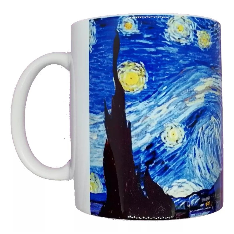 Taza De La Pintura Noche Estrellada Van Gogh Color Azul