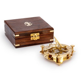 NKlaus Maritime Sundial Compass 11 cm in Wooden Box Brass Direction Indicator 11684