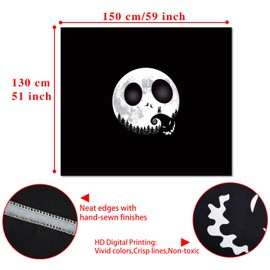 GTOTd Nightmare Before Christmas Tapestry (59×51 inch) 150×130cm Skeleton Movie Gifts Merch Horror Hanging Decoration Party Supplies for Bedroom Wall Picnic Sheets