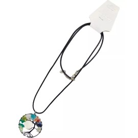 Veraly Collar Dije Árbol De La Vida Cuarzo Chakras Hecho A Mano Color Arcoiris