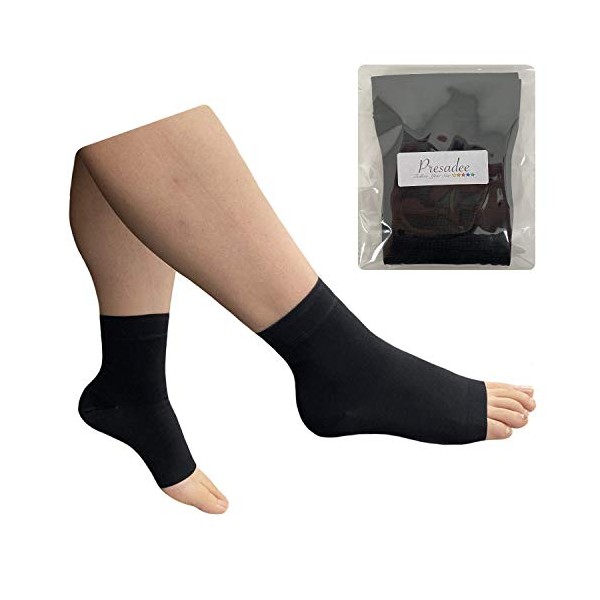 Presadee Ankle 20-30 mmHg Firm Compression Swelling Circulation Open Toe Sleeve (Black, 3X-Large)