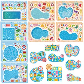 16PCS Summer Stickers, Make a Pool Sticker, Make Your Own Stickers Mix and Match Craft Kit for Summer Party Favours and Events