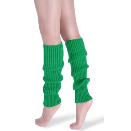 *daisysboutique* Retro Women 80s Adult Ribbed Knitted Leg Warmers Crochet Long Boot Socks for Party Dance Sports Yoga (One Size, Dark Green)