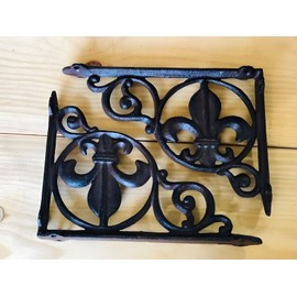 Cast Iron Antique Style Durable Vintage 2 Fleur De Lis Shelf Bracket Braces Corbels Plant Hangers French Corbels