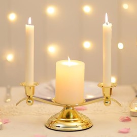 Portavelas Unity para Juego de Ceremonia de Boda - Romadedi Candelabro de Metal Dorado de 3 Brazos para Velas Pilares y Cónicas Unity Decoración Centro de Mesa Novia Recepción Aniversario Regalo