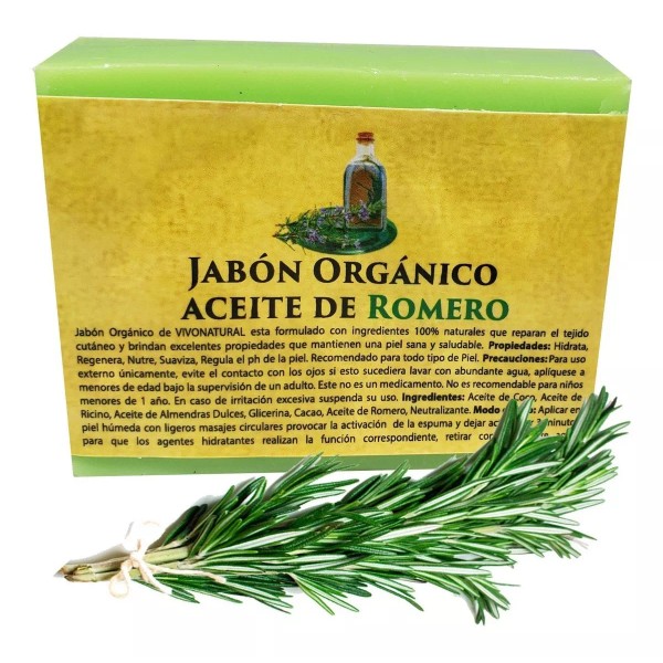 VIVONATURAL Jabón De Romero Orgánico Aromaterapia En Baño 120gr