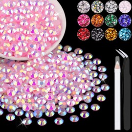 BELLEBOOST 2500PCS 5mm Resin Jelly Rhinestones in Bulk (Light Pink AB), Bedazzling Flatback Crystals Rhinestones for Crafting DIY Nail Decoration, Gems Diomand Charms for Tumbler Shoes Clothing Fabric