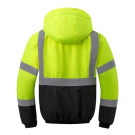 Ubon High Visibility Winter Safety Jackets for Men, Waterproof Reflective Hi Vis Construction Jacket for Cold Weather, Lime, XX-Large