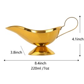 123Arts Gold Stainless Steel Gravy Boat for Gravy, Cream, Black Pepper Sauce, 7 Oz